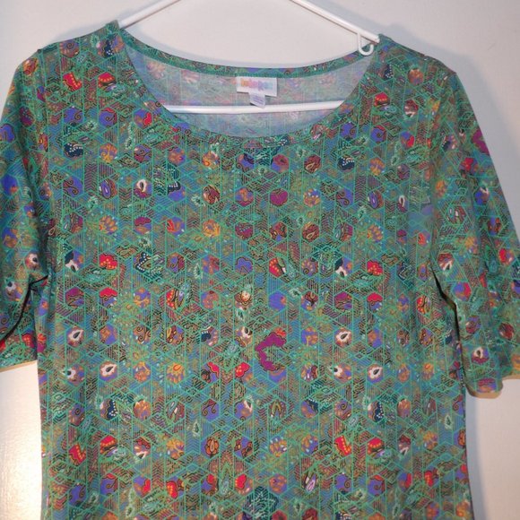 NWOT Lularoe Green Small Scale Floral Dress Sz L - Picture 2 of 5